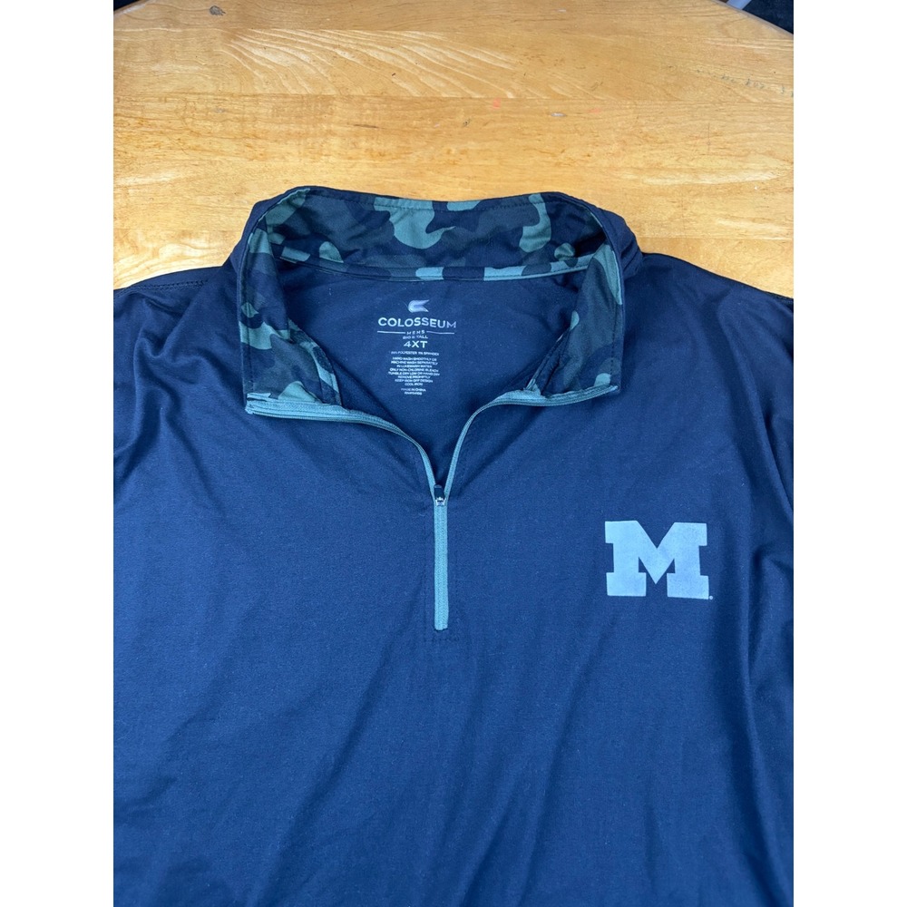 Colosseum Michigan Wolverines 1/4 Zip Pullover Camo OHT Navy Mens 4XT Big & Tall